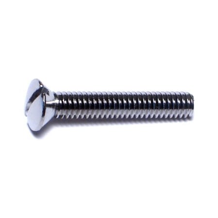Midwest Fastener #8-32 x 1 in Slotted Oval Machine Screw, Chrome Plated Brass, 15 PK 70143